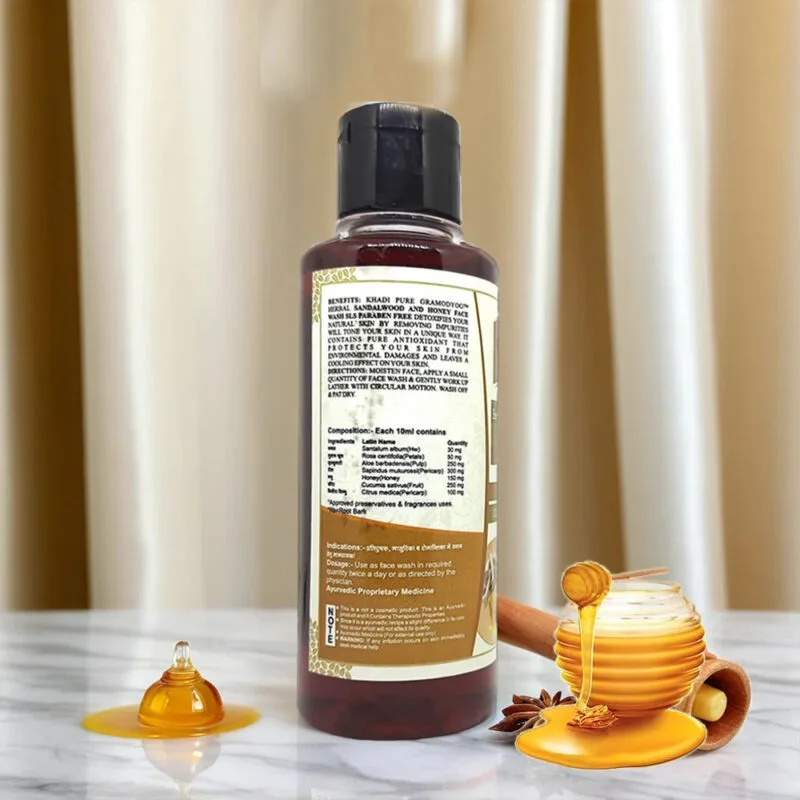 Khadi Pure Herbal Sandalwood & Honey Face Wash SLS-Paraben Free | Skin Detoxifying & Toning Face Wash | 210ml - Image 3