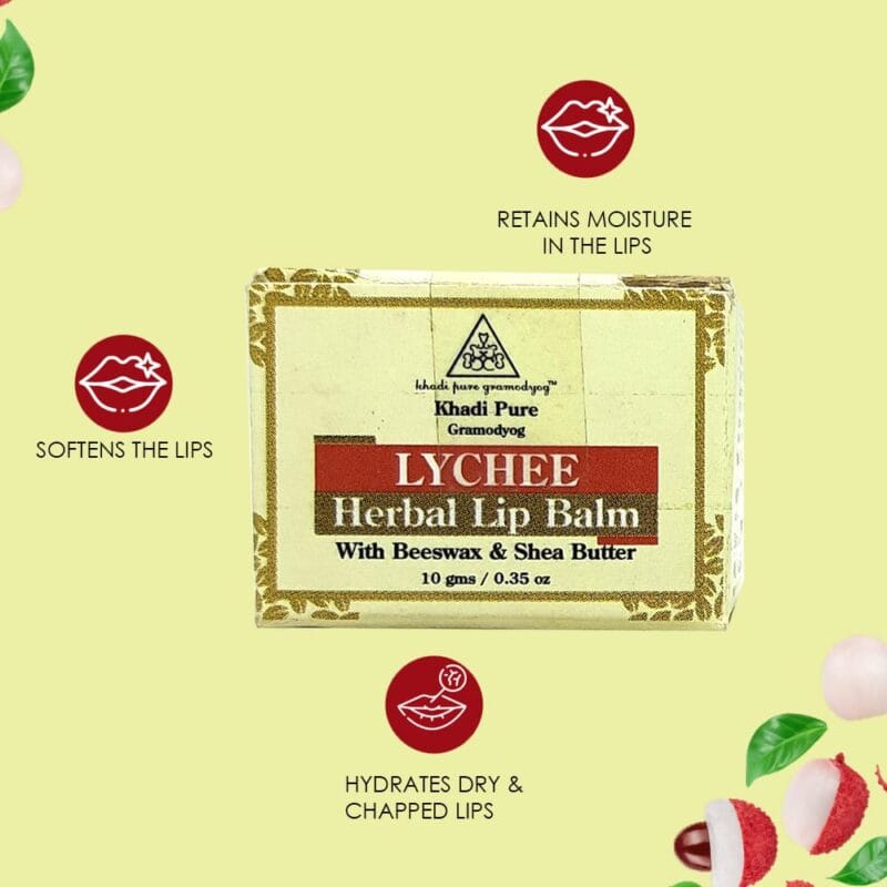 Herbal Lychee Lip Balm by Khadi