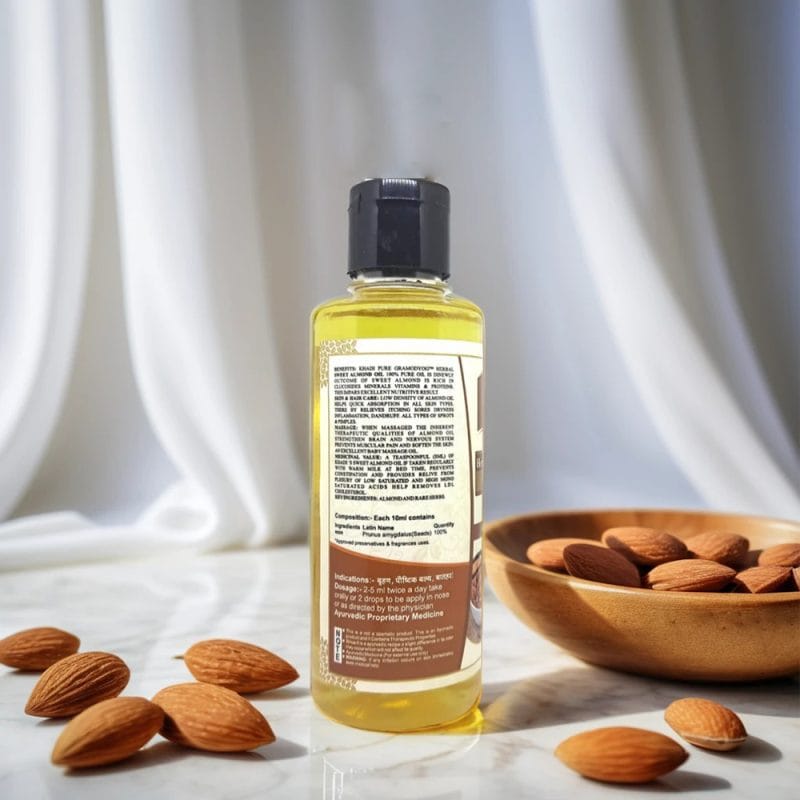 Khadi Pure Herbal Sweet Almond Oil – 100ml | 100% Pure Almond Oil for Nourishing, Soothing & Anti-inflammatory Benefits - Image 3