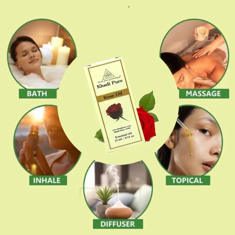 Khadi Pure Herbal Rose Essential Oil | Mood Enhancer | Antimicrobial Properties | Hormonal Balance | Aphrodisiac Effects | 15ml - Image 8