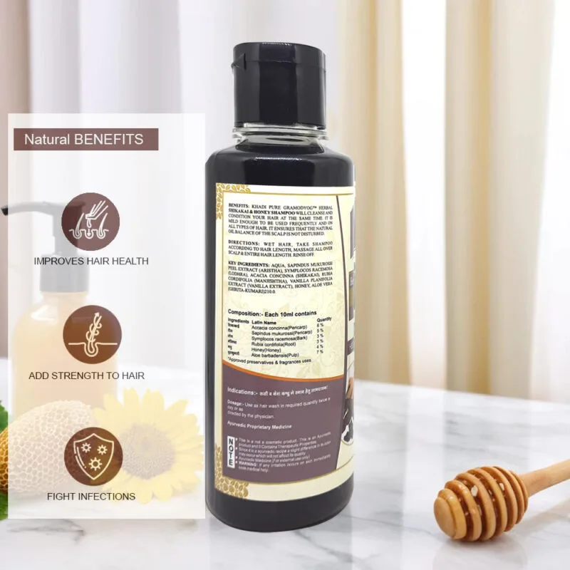 Herbal Shikakai Honey Shampoo by Khadi Pure for Silky Hair
