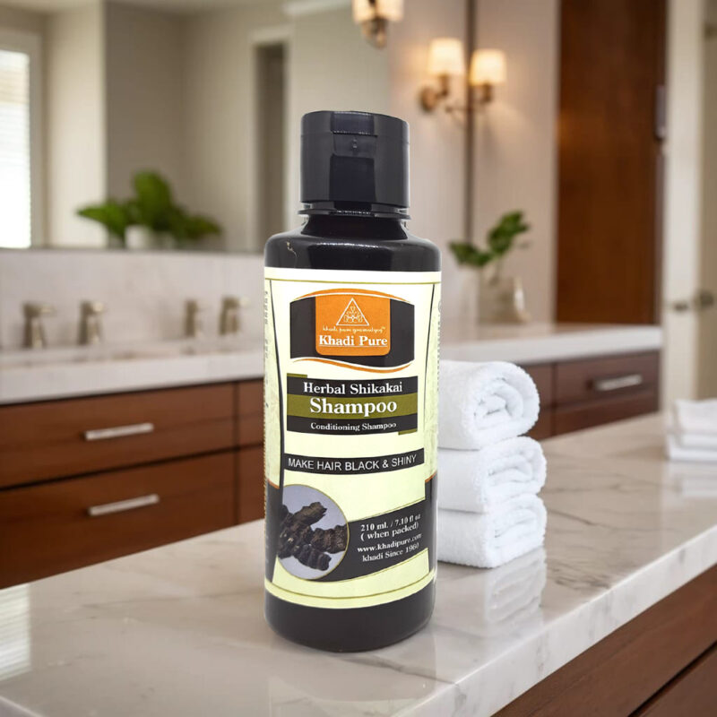 Khadi Pure Herbal Shikakai Shampoo Bottle Front
