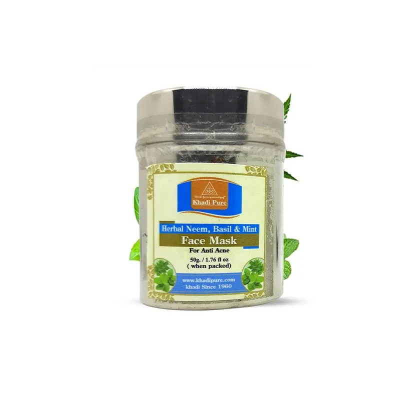 Khadi Pure Herbal Neem, Basil & Mint Face Mask | Anti-Acne, Pore Cleansing & Skin Detox | 50g - Image 6