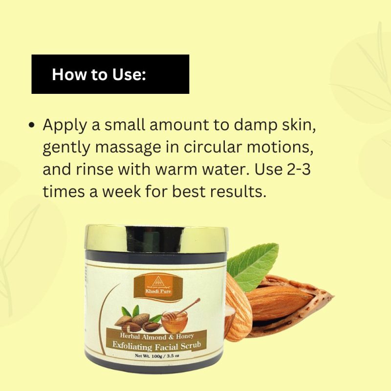 Khadi Pure Herbal Almond & Honey Exfoliating Facial Scrub | Natural Exfoliation & Glow | 100g - Image 6