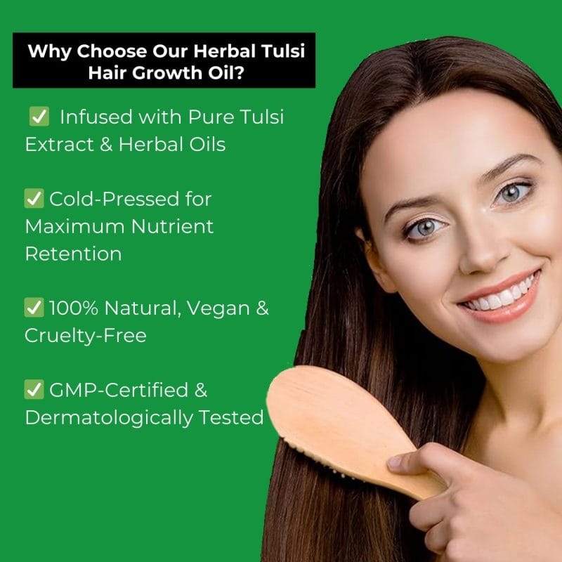 Khadi Pure Herbal Tulsi Hair Growth Oil ? 210ml | Prevents Hair Loss, Promotes Healthy, Long & Natural Black Hair - Image 7