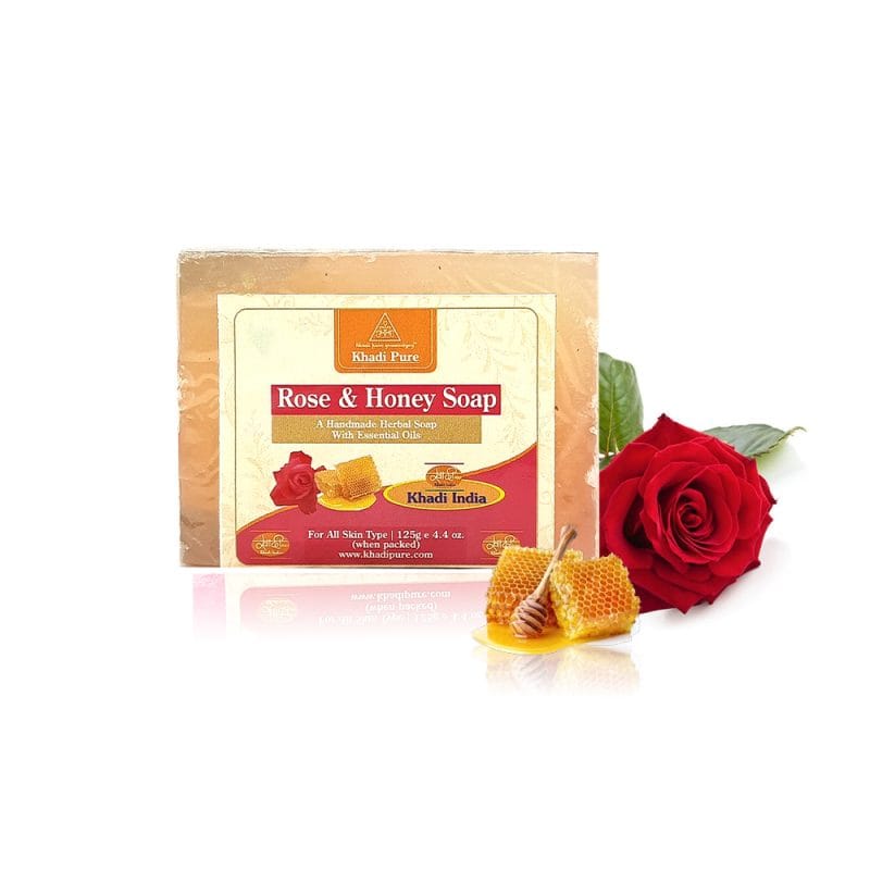 Khadi Pure Herbal Rose & Honey Soap – 125g | Soothing Soap with Rose Extract and Honey for Soft, Radiant Skin - Image 7