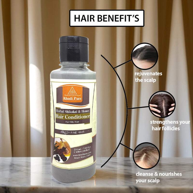 Khadi Pure Herbal Shikakai & Honey Hair Conditioner | Deep Conditioning for Soft, Manageable Hair -210ml - Image 7