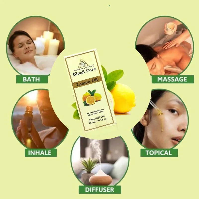 Khadi Pure Herbal Lemon Essential Oil | Antimicrobial Properties | Mood Booster | Digestive Aid | Skin Brightening | Energy Booster | 15ml - Image 7