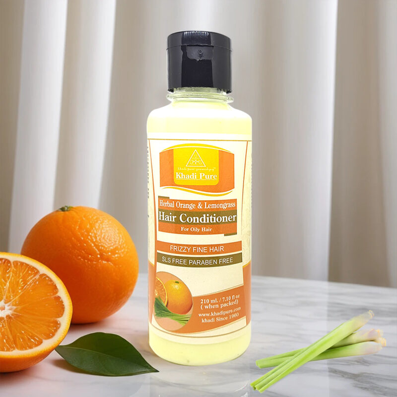 Khadi Pure Herbal Orange & Lemongrass Hair Conditioner | SLS-Paraben Free, Moisturizing & Nourishing -210ml - Image 2