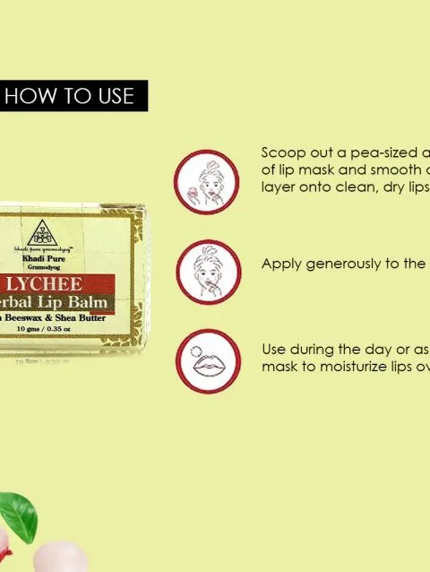 Khadi Herbal Lip Balm in Lychee Flavor