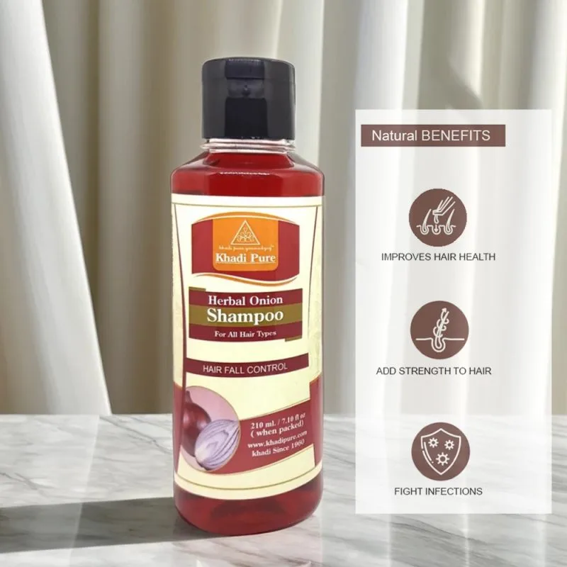 Khadi Pure Herbal Onion Shampoo | 210ml | Nourishing Hair Cleanser | Strengthens | Volumizes & Controls Dandruff - Image 3