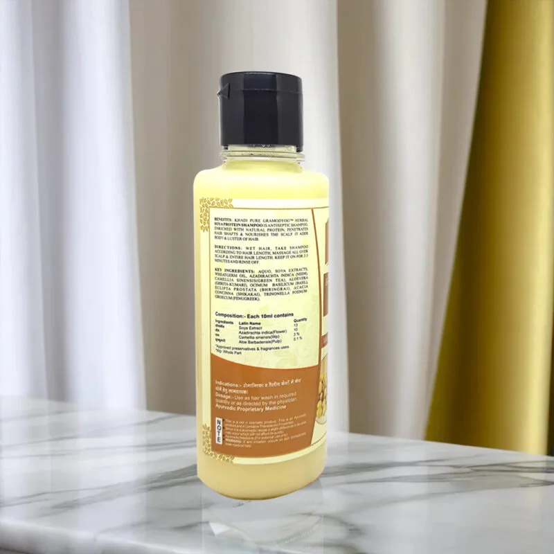 SLS-Free Khadi Soya Protein Herbal Shampoo Bottle