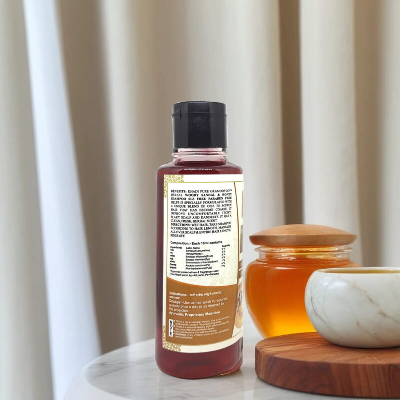 Khadi SLS-Free Woody Sandal Honey Shampoo for Hair Repair