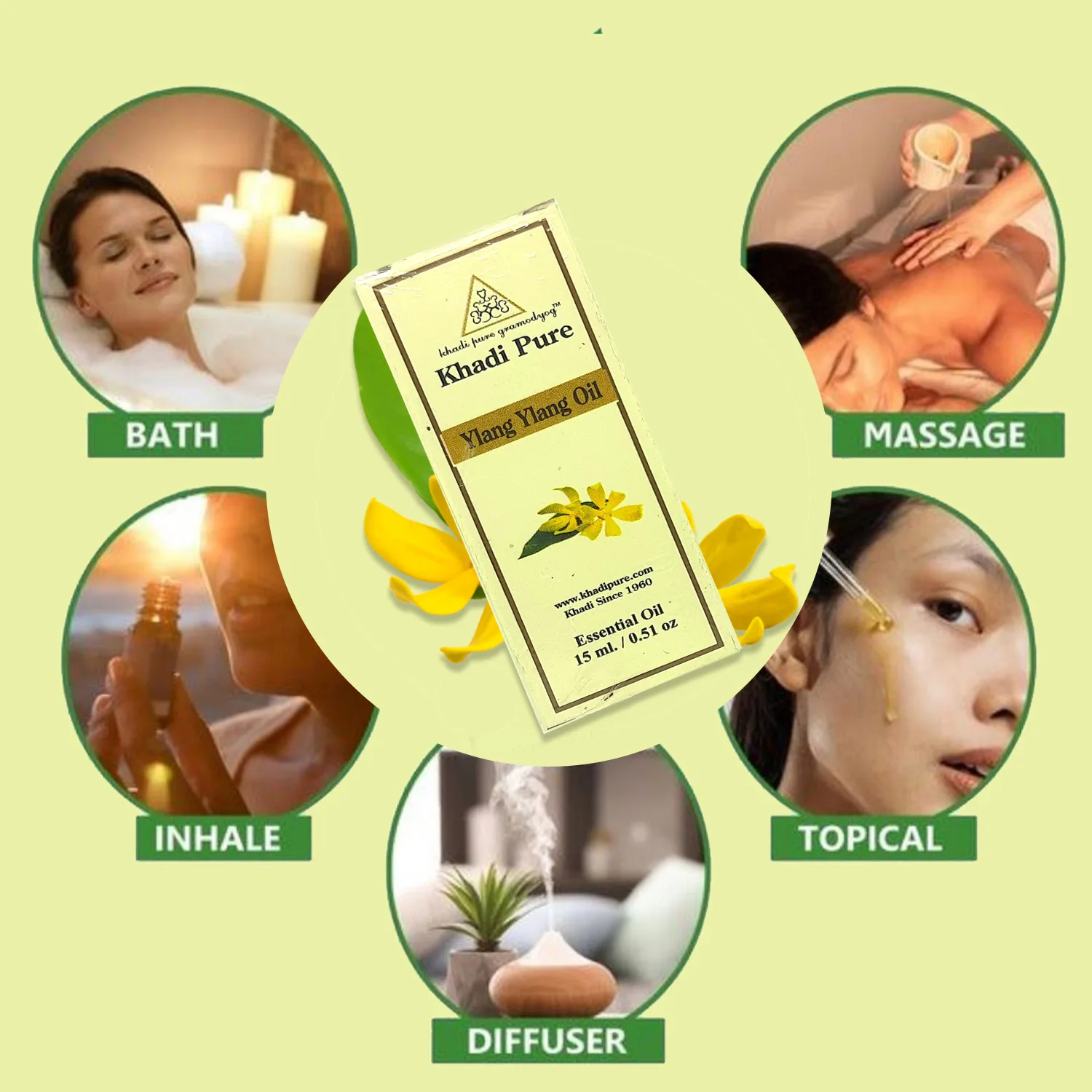 Khadi Pure Herbal Ylang Ylang Essential Oil | Anxiety and Stress Relief | Mood Enhancement | Heart Health Support | Skin and Hair Benefits | 15ml - Image 4