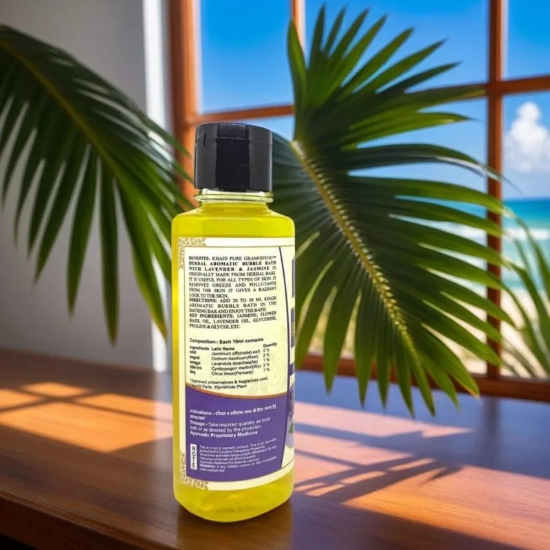 Khadi Pure Herbal Aromatic Bubble Bath with Lavender & Jasmine | Bubble Bath for Radiant Skin & Relaxation  | 210ml - Image 3