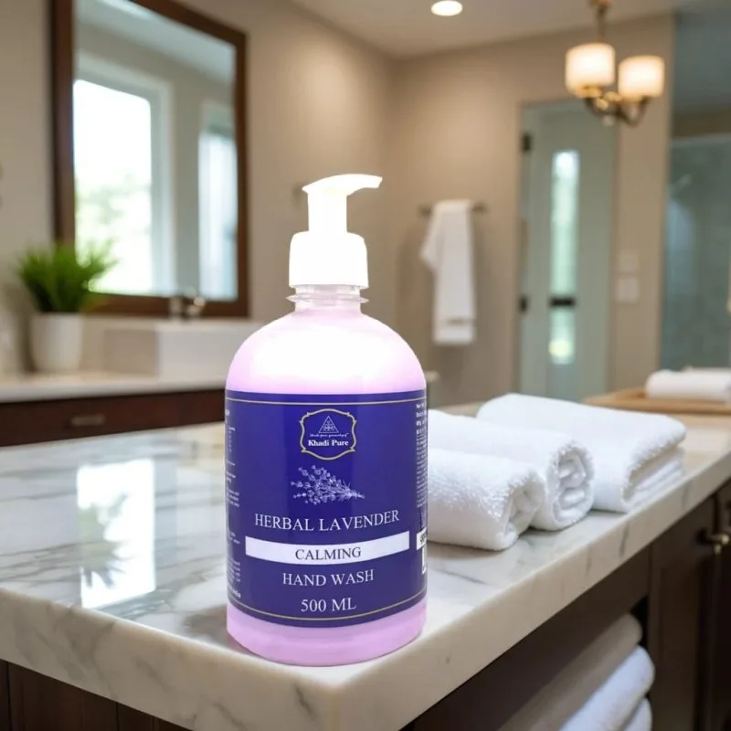 Khadi Pure Herbal Lavender Hand Wash 500ml – Natural, Soothing & Antibacterial Cleanser - Image 3