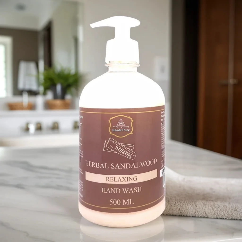 Khadi Pure Herbal Sandalwood Hand Wash – 500 ml | Nourishes, Moisturizes & Cleanses Hands Naturally - Image 4