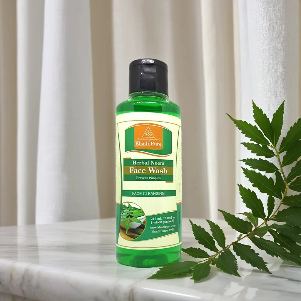 Khadi Pure Neem Face Wash | Anti-Acne & Impurity Removal | Herbal Cleanser with Neem & Tea Tree Oil | Suitable for All Skin Types | 210ml - Image 2