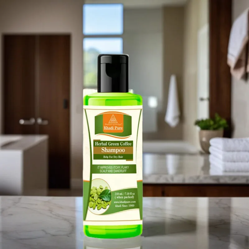 Khadi Pure Herbal Green Coffee Shampoo | 210ml - Image 3