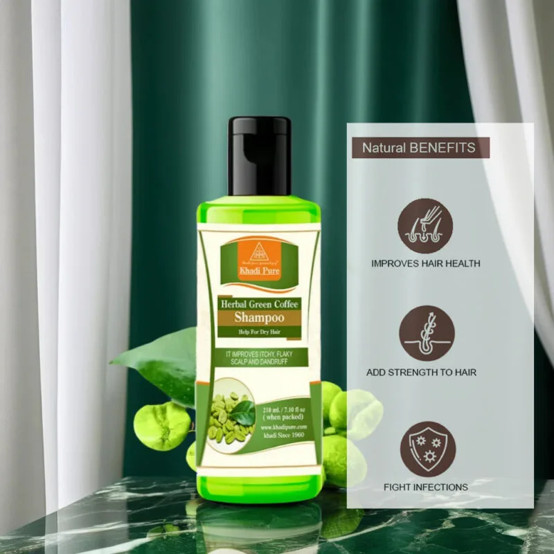 Khadi Pure Herbal Green Coffee Shampoo | 210ml - Image 5