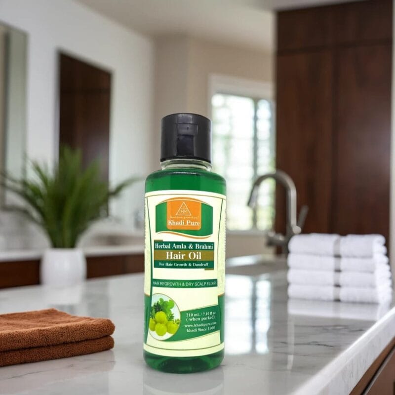 Khadi Pure Herbal Amla & Brahmi Hair Oil | 210ml | Natural Oil to Prevent Premature Greying | Strengthen Hair Roots | Promote Healthy Hair Growth | Add Gloss to Your Hair - Image 3
