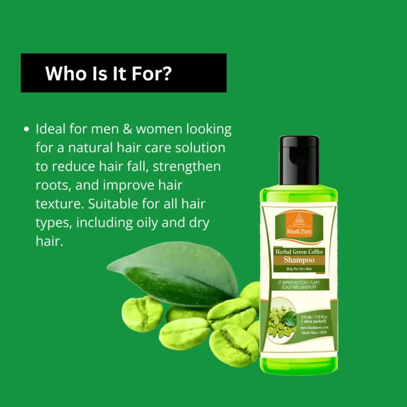 Khadi Pure Herbal Green Coffee Shampoo | 210ml - Image 6