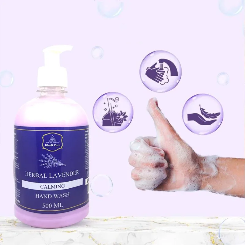 Khadi Pure Herbal Lavender Hand Wash 500ml – Natural, Soothing & Antibacterial Cleanser - Image 5