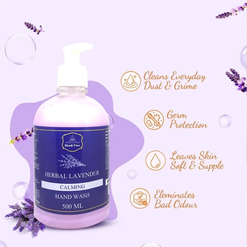 Khadi Pure Herbal Lavender Hand Wash 500ml – Natural, Soothing & Antibacterial Cleanser - Image 4