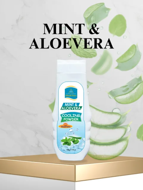 Herbal Mint Aloevera Cooling Powder by Khadi – 150g