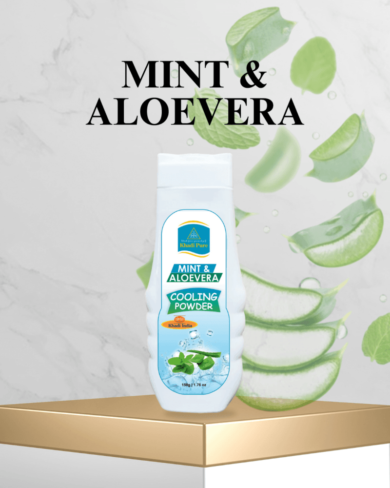 Herbal Mint Aloevera Cooling Powder by Khadi – 150g