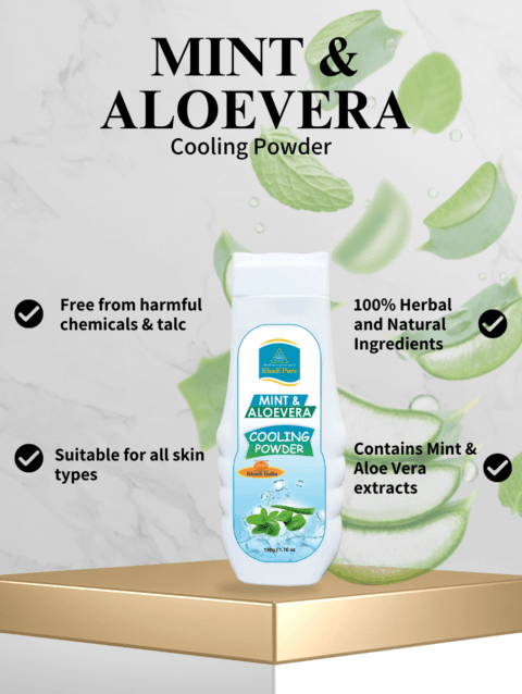 Khadi Mint Aloevera Cooling Powder – Sweat Control Formula