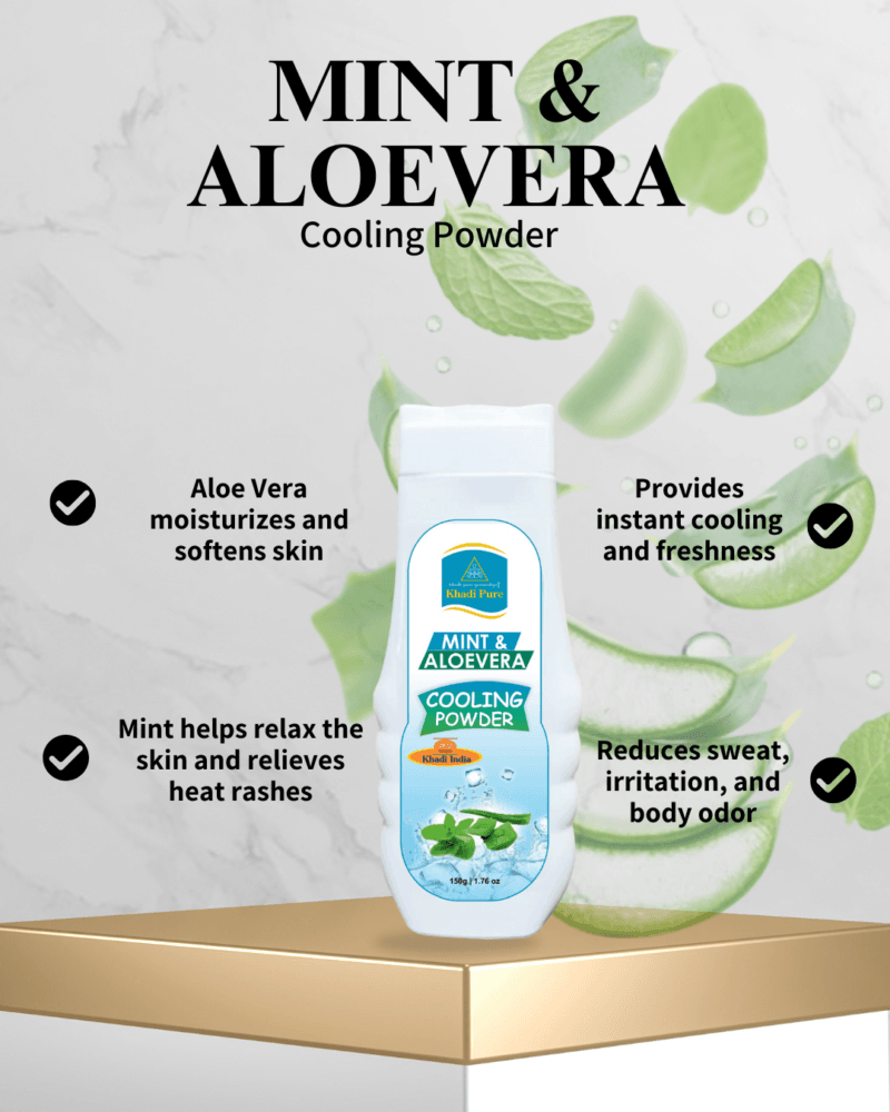 Khadi Herbal Mint Aloe Powder for Summer Skin Relief