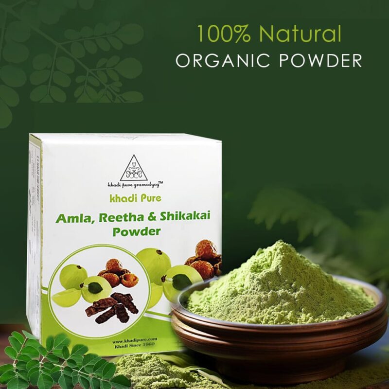 Khadi Pure Herbal Amla, Reetha & Shikakai Powder | 80g - Image 2